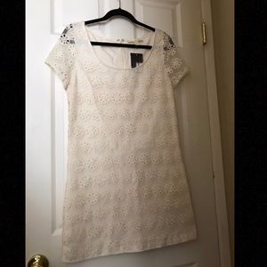 Cream midi dress with flowers pattern
